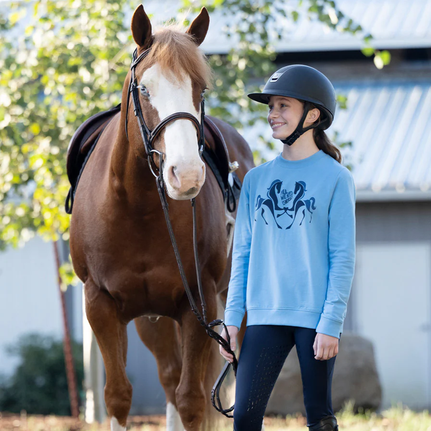 Kids All We Need Is Horses Sweatshirt