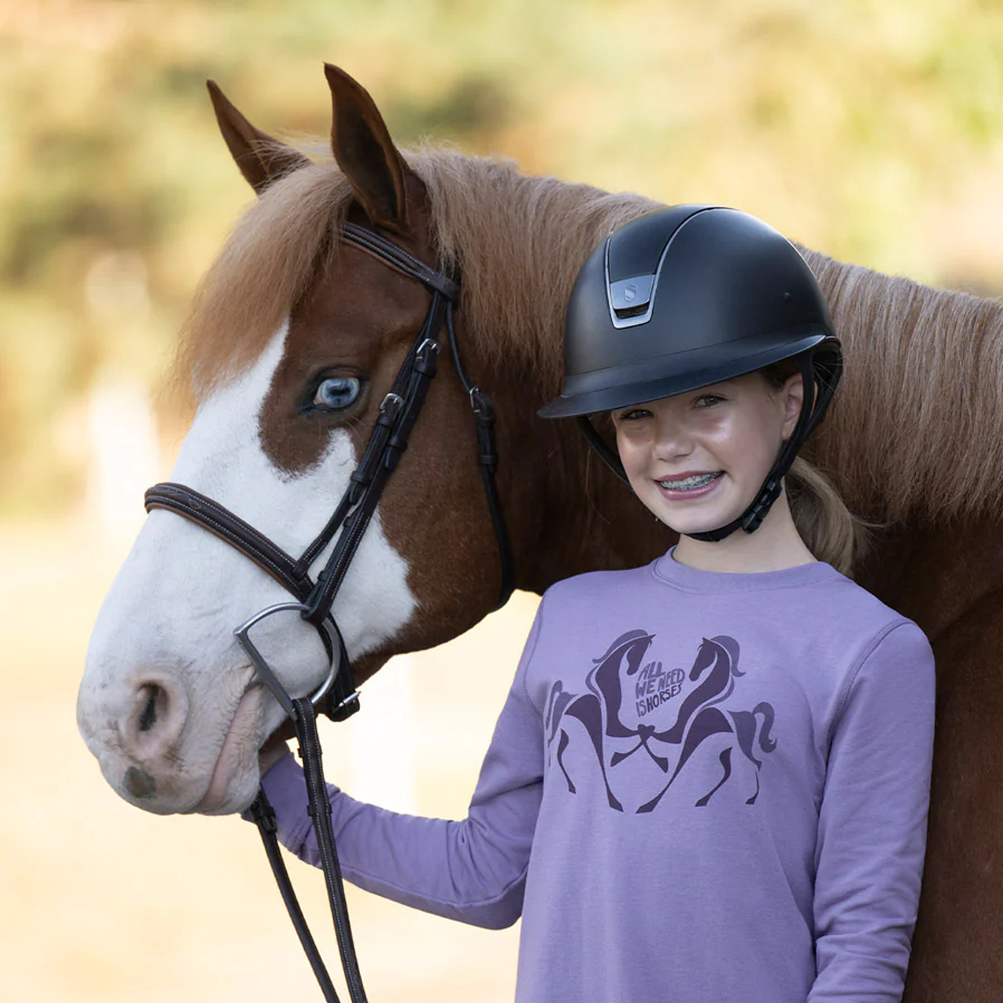 Kids All We Need Is Horses Sweatshirt