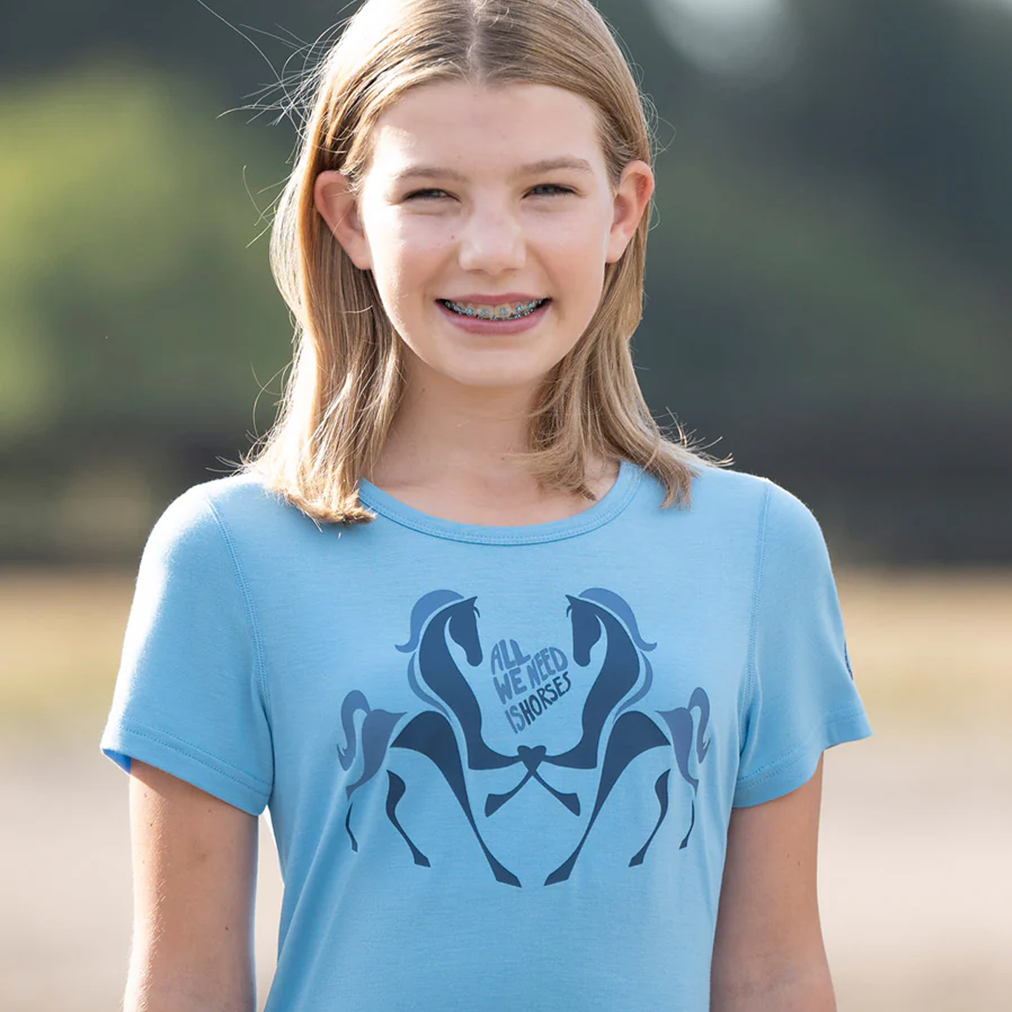 Kids All We Need Is Horses Tee
