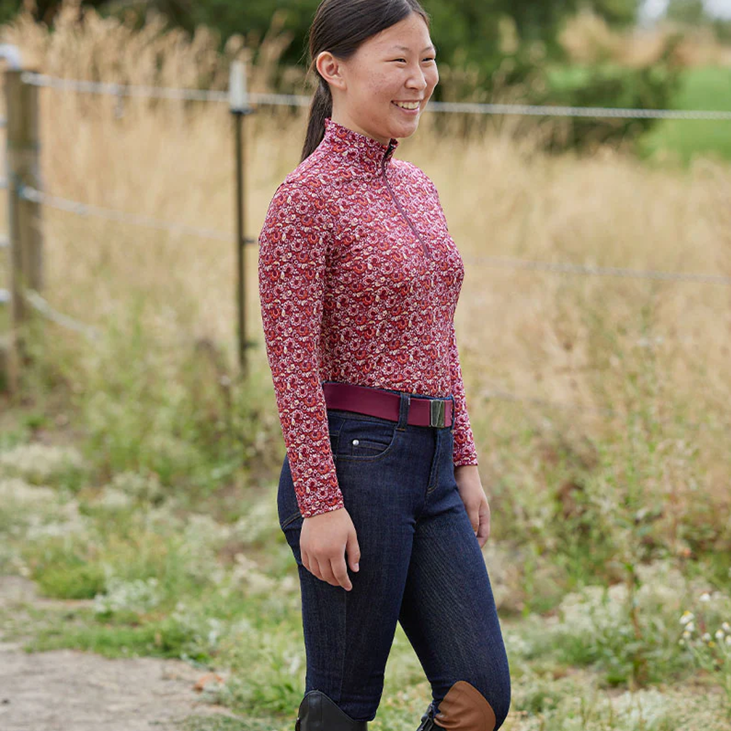 Kids Stretch Denim Knee Patch Riding Breech
