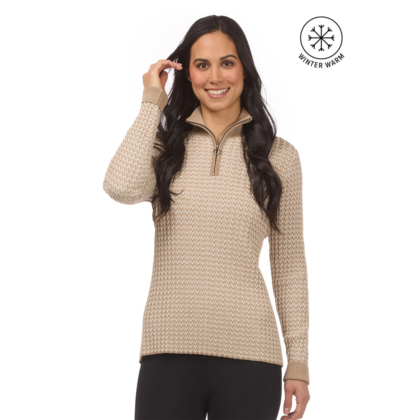 Quarter Zip Herringbone Sweater