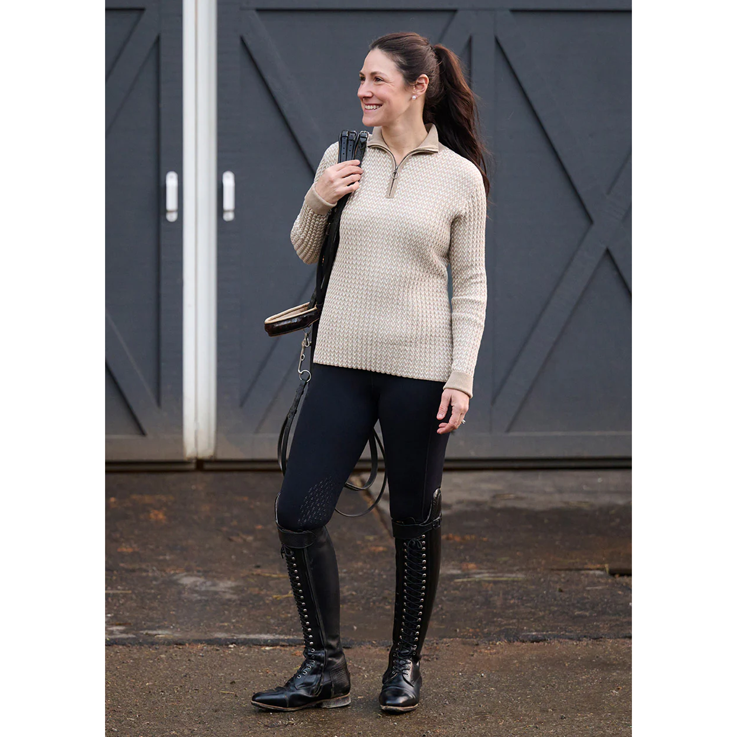 Quarter Zip Herringbone Sweater