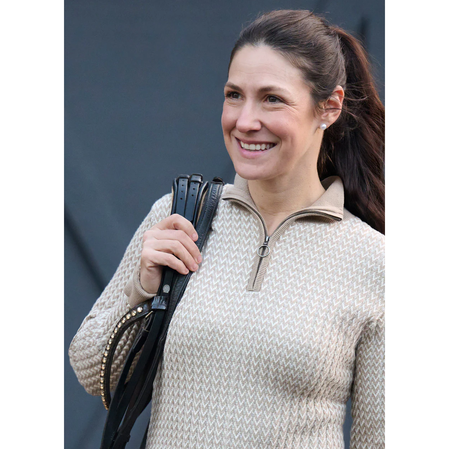 Quarter Zip Herringbone Sweater
